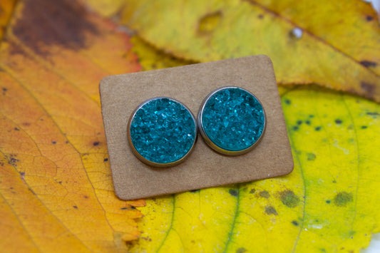 fülbevaló, ajándék, ajándékötlet, nikkelmentes, nemesacél, kézműves, druzi, cabochon, műgyanta, cabocon