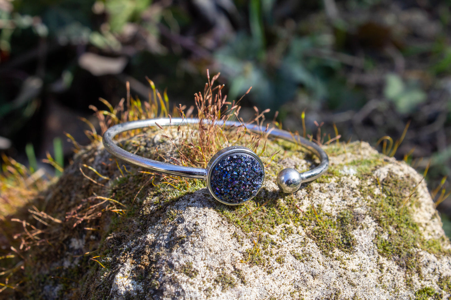 karkötő, druzi, cabochon, kék