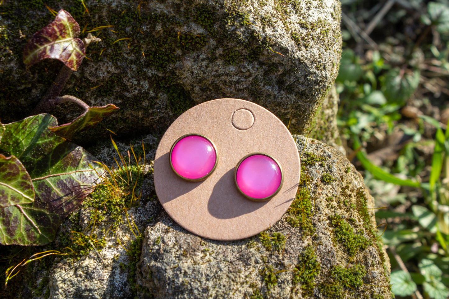 rózsaszínű, fülbevaló, cabochon, arany színű, rosegold, ezüst, bronz, nikkelmentes, nemesacél