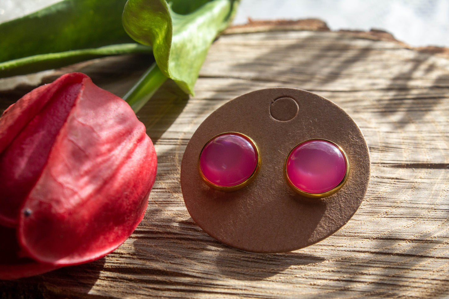 rózsaszínű, fülbevaló, cabochon, arany színű, rosegold, ezüst, bronz, nikkelmentes, nemesacél