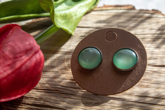 rózsaszín, fülbevaló, ajándék, cabochon, zöld