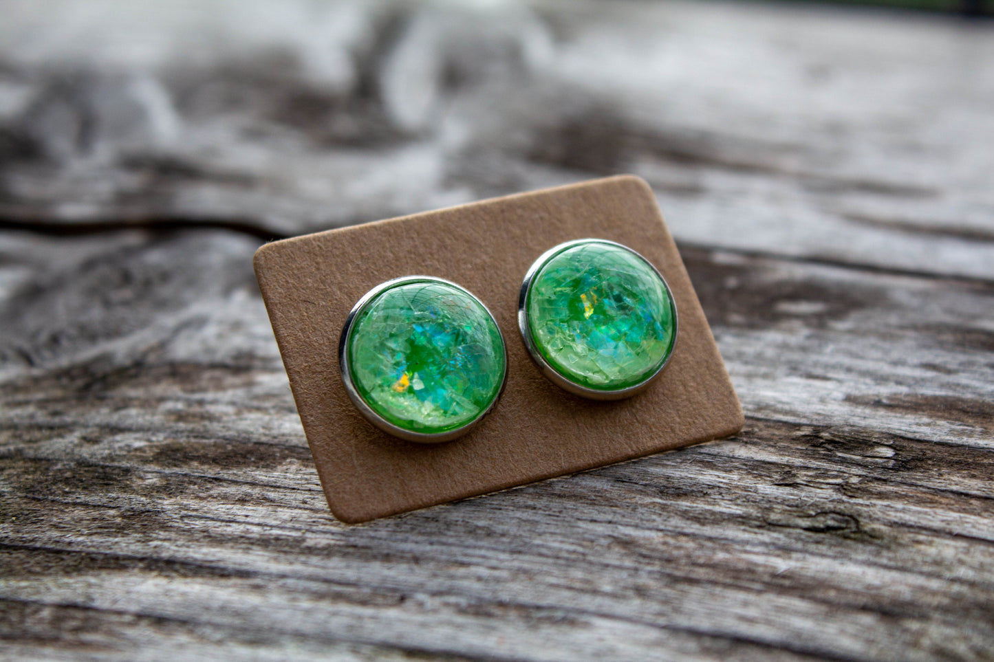 cabochon, kaboson, kaboshon, caboshon fülbevaló, fülbevaló, kézzel készült, kiegészítő, divat, zöld