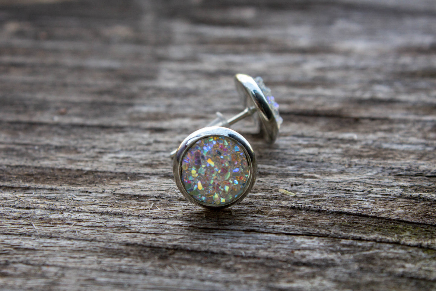 8mm, fülbevaló, mini, mini fülbevaló, cabochon, kiegészítő, ékszer, fehér, ezüst
