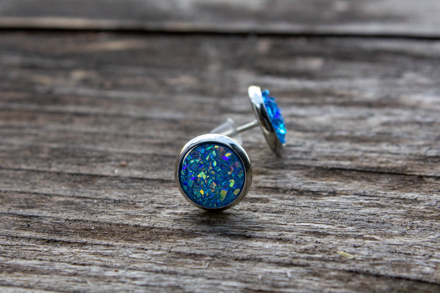 8mm, fülbevaló, mini, mini fülbevaló, cabochon, kiegészítő, ékszer, kék, ezüst
