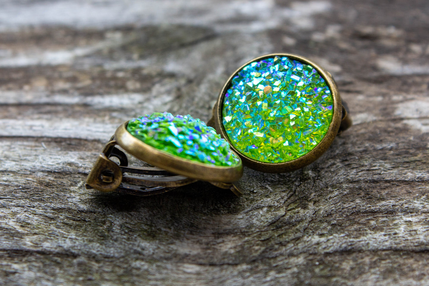 perugia, zöld, klipsz, klipszes fülbevaló, fülbevaló, cabochon