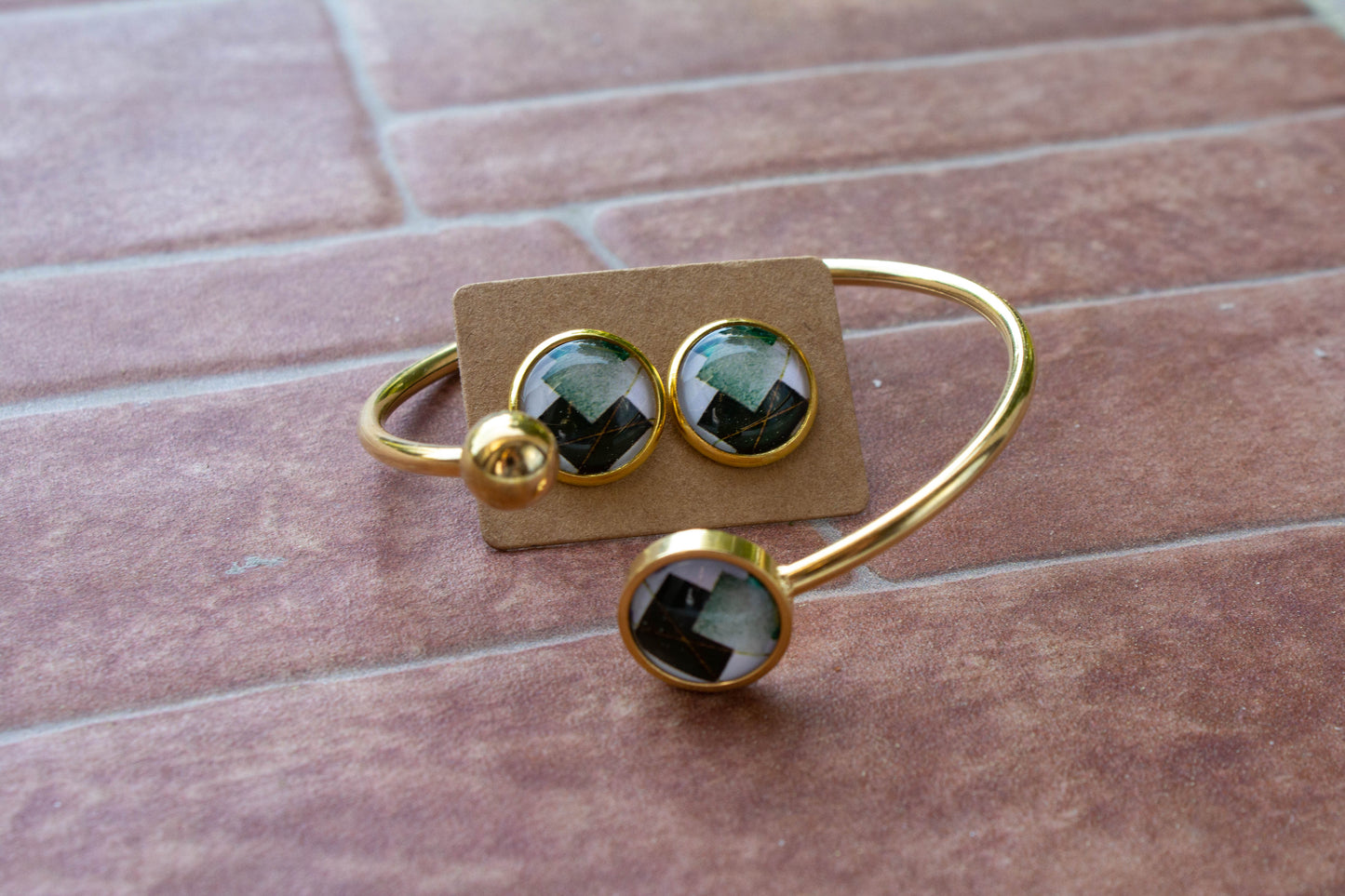cabochon, kaboson, kaboshon, caboson, szett, karkötő, fülbevaló, kézműves, üveglencse, üveglenécs