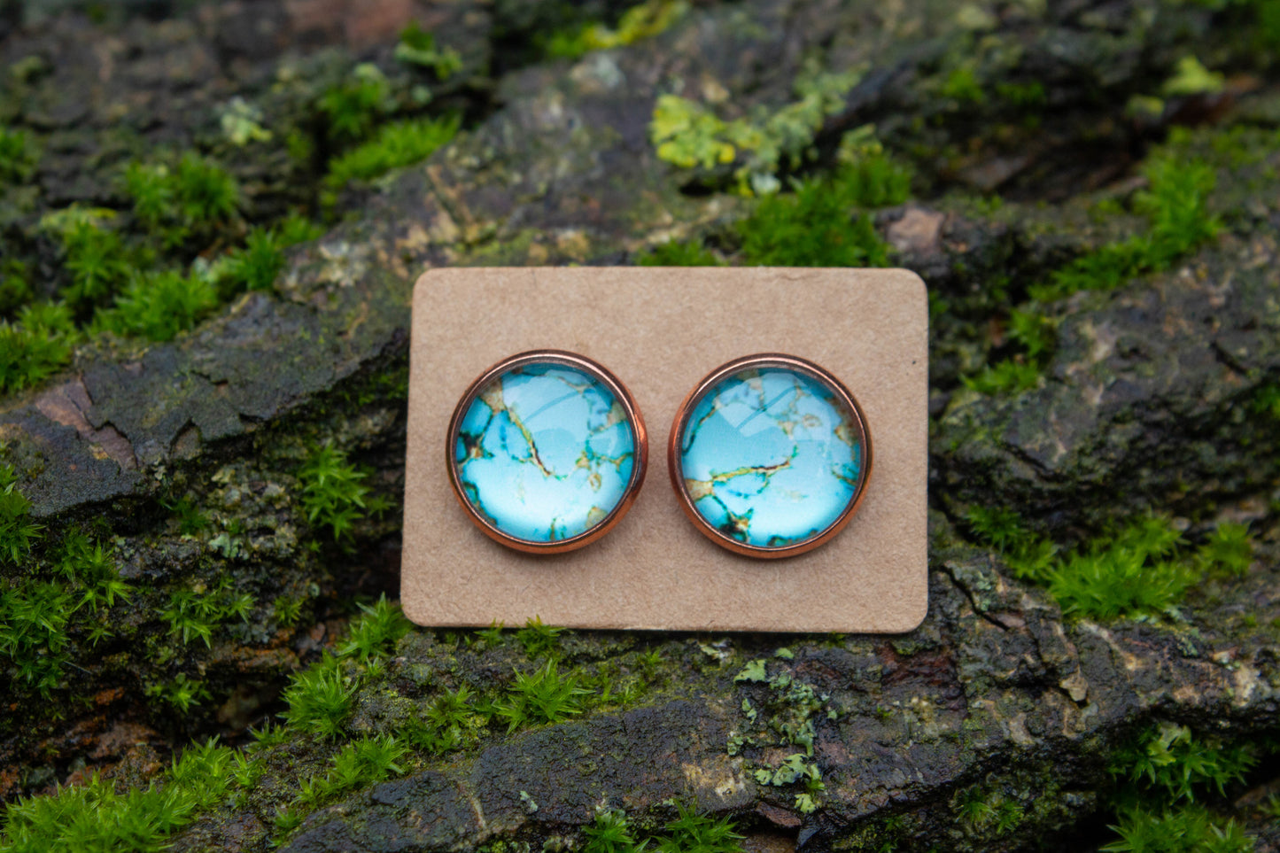 kék, fülbevaló, nikkelmentes, kézműves, cabochon