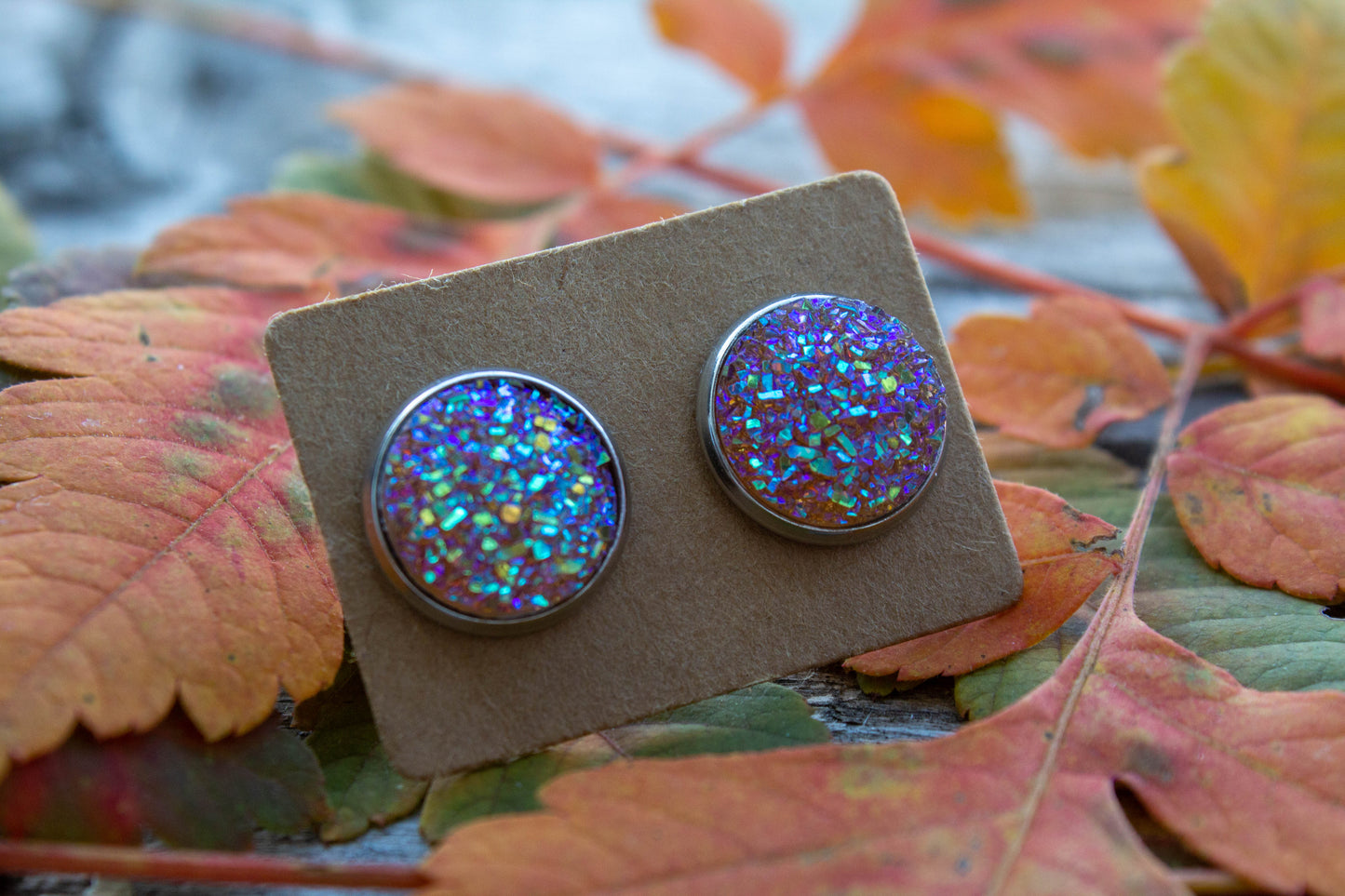 cabochon, kaboson, kabochon, caboson fülbevaló, kézműves, kézzel készült, 12mm, halpikkely, rosegold, ezüst színű, Mónika Lilla Kincsestára
