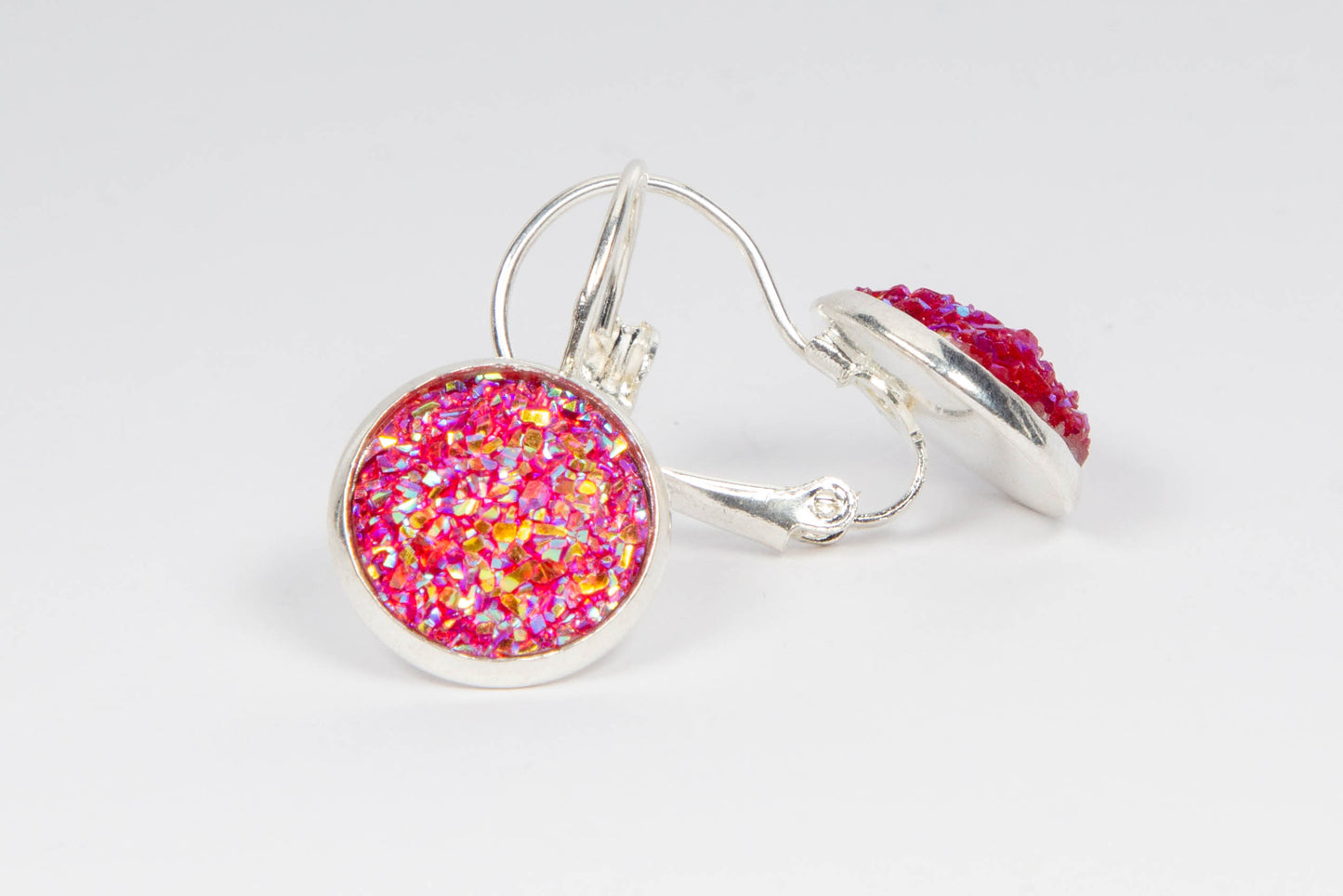 cabochon, kaboson, kabochon, caboson fülbevaló, kézműves, kézzel készült, 12mm, halpikkely, rosegold, ezüst színű, Mónika Lilla Kincsestára, pötty, pötty fülbevaló, francia kapcsos