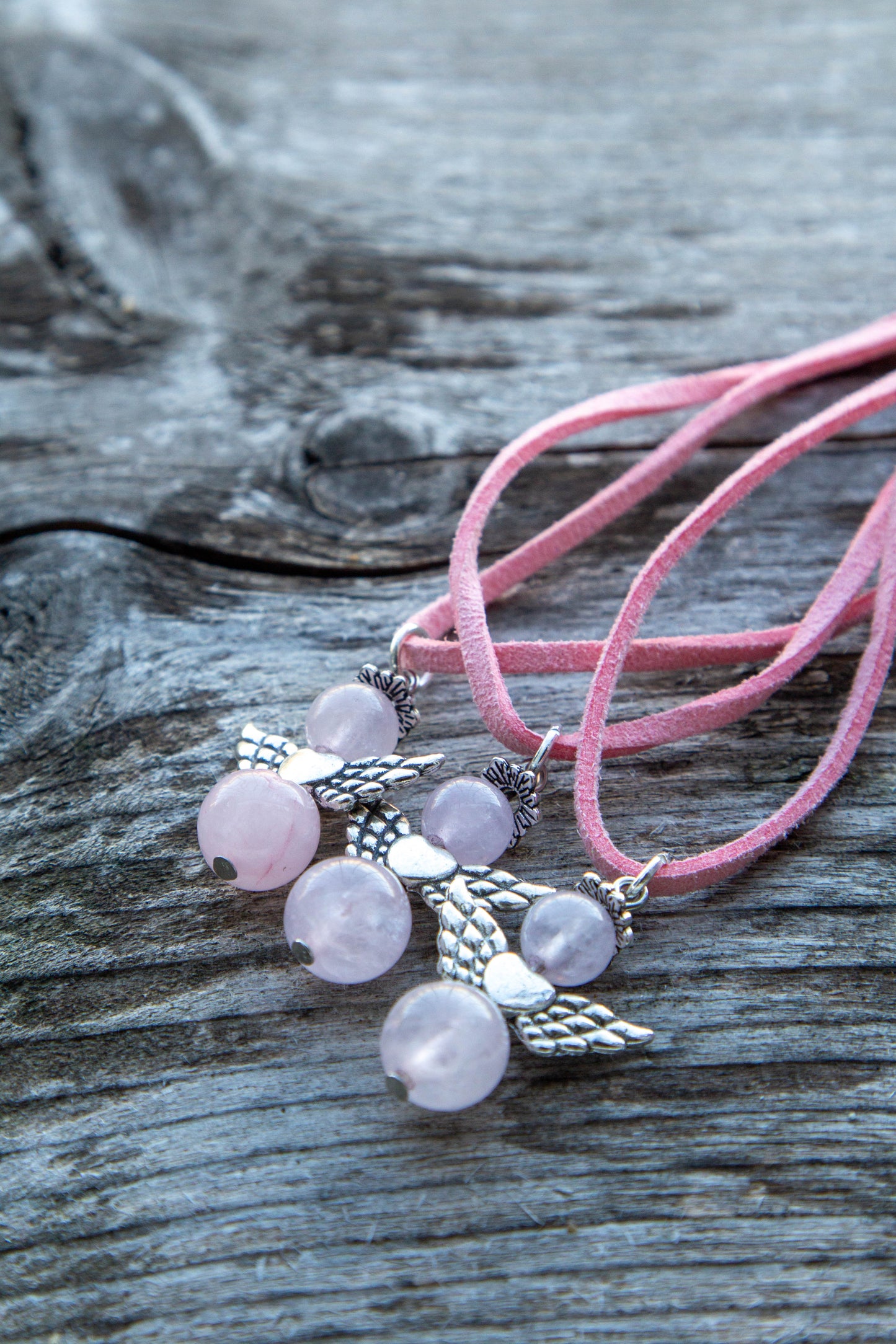 angyal, angyalka, rózsakvarc, kézműves, kézzel készült, nyaklánc, rózsaszín, ásvány, angyalka, rózsakvarc, kézműves, kézzel készült