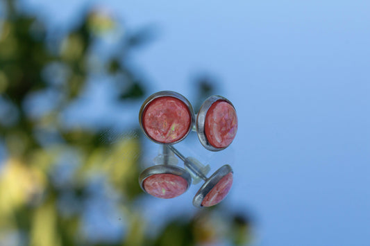 cabochon, kézműves, beszúrós, bedugós fülbevaló, fülbevaló, nikkelmentes, nemesacél, ajándékötlet, cabochon, narancs, mini